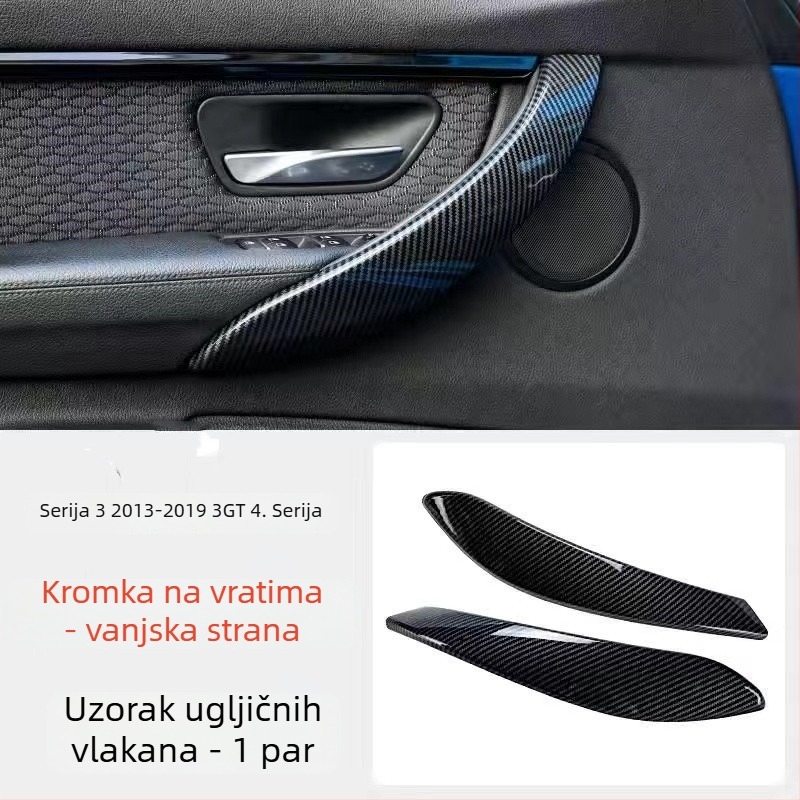 Karbon vlaknasta unutarnja ručica vrata i naslon za ruku BMW 3/4 serije (F30) (Illeskuje: F30; Završna: karbon; Bez logotipa; Uključuje unutarnju ručicu vrata i naslon za ruku)