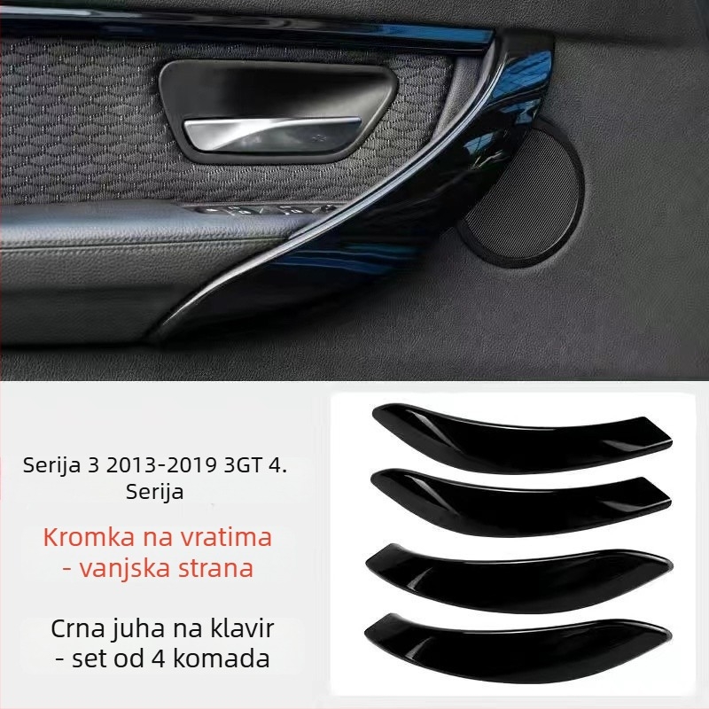 Karbon vlaknasta unutarnja ručica vrata i naslon za ruku BMW 3/4 serije (F30) (Illeskuje: F30; Završna: karbon; Bez logotipa; Uključuje unutarnju ručicu vrata i naslon za ruku)