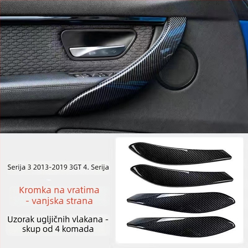 Karbon vlaknasta unutarnja ručica vrata i naslon za ruku BMW 3/4 serije (F30) (Illeskuje: F30; Završna: karbon; Bez logotipa; Uključuje unutarnju ručicu vrata i naslon za ruku)