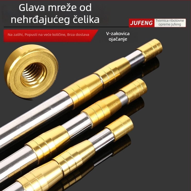 Teleskopna mrežna štanga od nehrđajućeg čelika sa mrežnom torbom, prilagodljiva i izvlačiva
