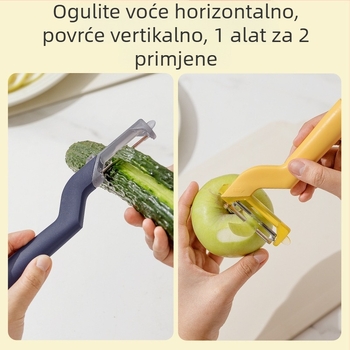 Obeljivač za voće i krumpire s podesivim smjerom, višenamjenski kuhinjski alat – moderan minimalistički dizajn (tijelo od ABS/PP, oštrica od nehrđajućeg čelika)
