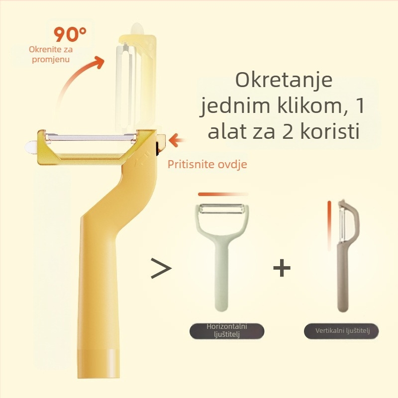 Obeljivač za voće i krumpire s podesivim smjerom, višenamjenski kuhinjski alat – moderan minimalistički dizajn (tijelo od ABS/PP, oštrica od nehrđajućeg čelika)