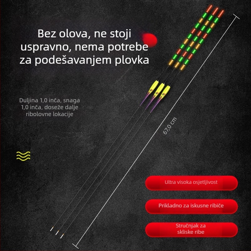 Pluta za ribol karpa – olovni materijal, svjetleći dan i noć, pogodan za velike ribe