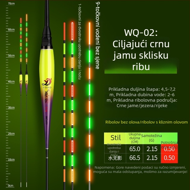Pluta za ribol karpa – olovni materijal, svjetleći dan i noć, pogodan za velike ribe