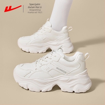 Unisex dad sneakers s debelom potplatom za povećanje visine, gornji dio od sintetičke kože, vezanje, prozračan i lagan, jesensko 2025 izdanje