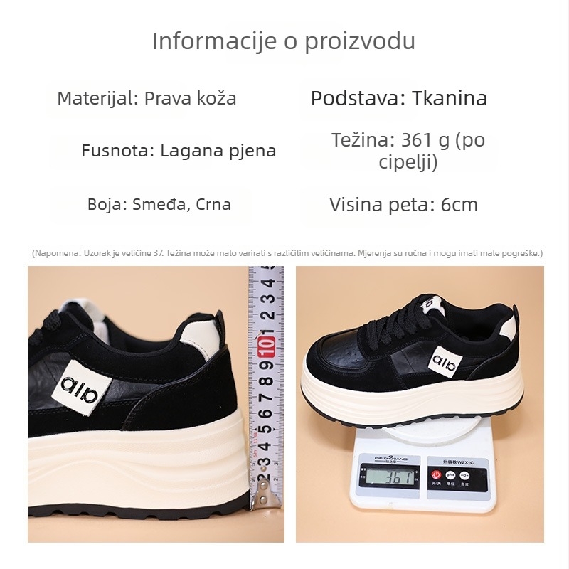 Ženske platforme od nubuk kože, gumena potplata, vezanje, okrugli vrh, ulošak od svinjske kože