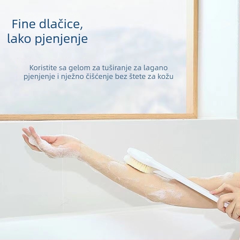 Set četkica za kupanje s dugačkom drškom i mekanim vlaknima za čišćenje leđa – bez otisaka; Materijal: PP nylon vlakna