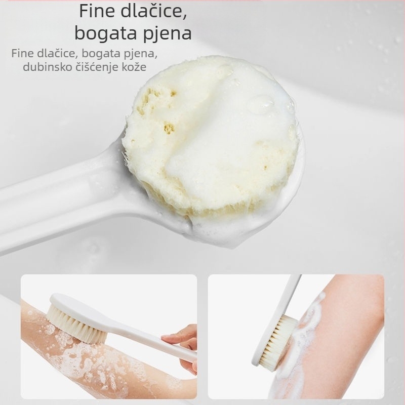 Set četkica za kupanje s dugačkom drškom i mekanim vlaknima za čišćenje leđa – bez otisaka; Materijal: PP nylon vlakna