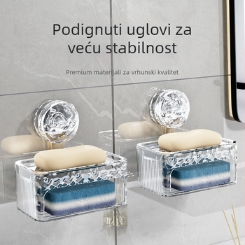 Kutija za sapun s usisnom čašicom, zidna montaža, dvostruka odvodna polica, plastika, 200 komada, Youyi