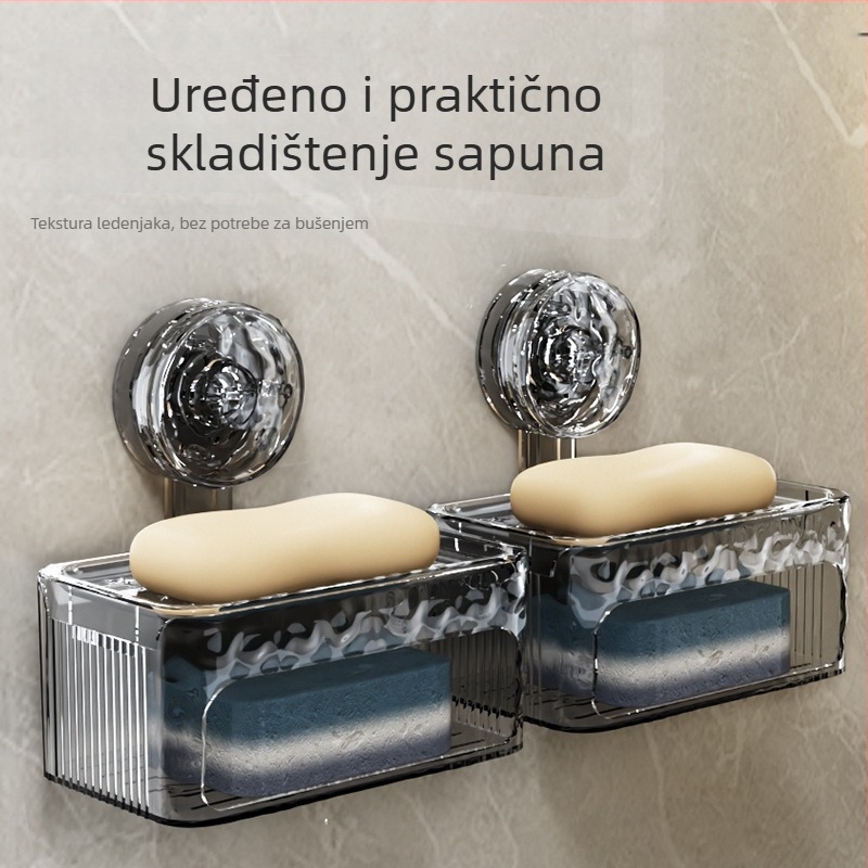 Kutija za sapun s usisnom čašicom, zidna montaža, dvostruka odvodna polica, plastika, 200 komada, Youyi
