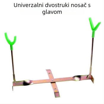 Držač štapa za ledeni ribolov – dvostruka glava, čvrsto drvo, fiksan, bez rotacije