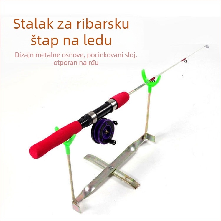 Držač štapa za ledeni ribolov – dvostruka glava, čvrsto drvo, fiksan, bez rotacije