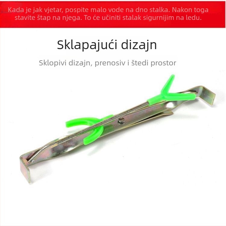 Držač štapa za ledeni ribolov – dvostruka glava, čvrsto drvo, fiksan, bez rotacije