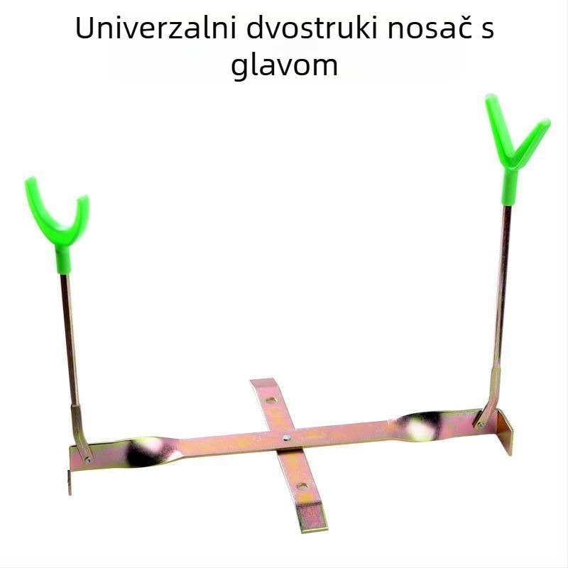 Držač štapa za ledeni ribolov – dvostruka glava, čvrsto drvo, fiksan, bez rotacije