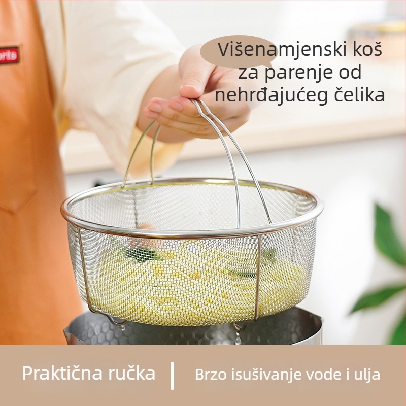Parni koš od nehrđajućeg čelika 304 – za kuhanje na pari i mesne okruglice, višenamjenski kuhinjski alat