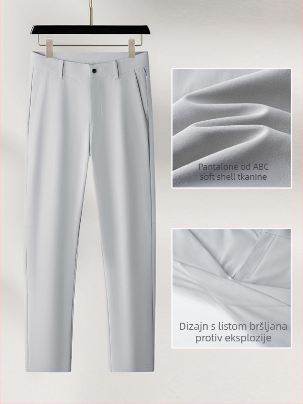 Muške hlače ravnog kroja, poslovno casual stil, srednji pojas, 100% poliester, jednofarbne, zip zatvarač, proljetni model