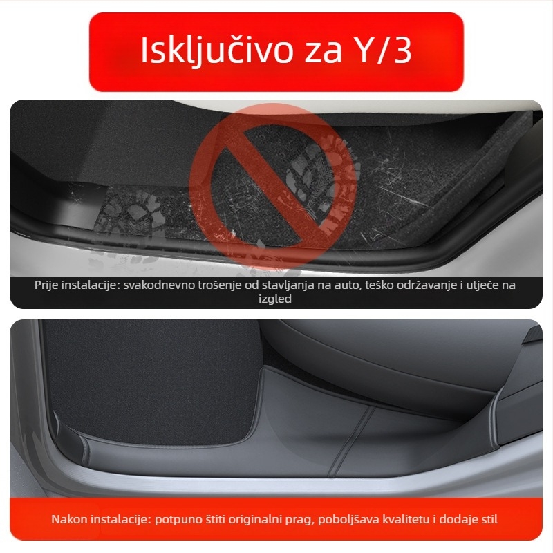 n3 Kožni zaštitnik praga stražnjih vrata za Tesla Model Y/Model 3 (Nova Verzija) – jastučić protiv udaraca i kutna zaštita