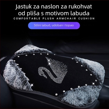 Jastučnica za naslon ruke automobila od tkanine sa zimskim plišom i kristalima, model 0321
