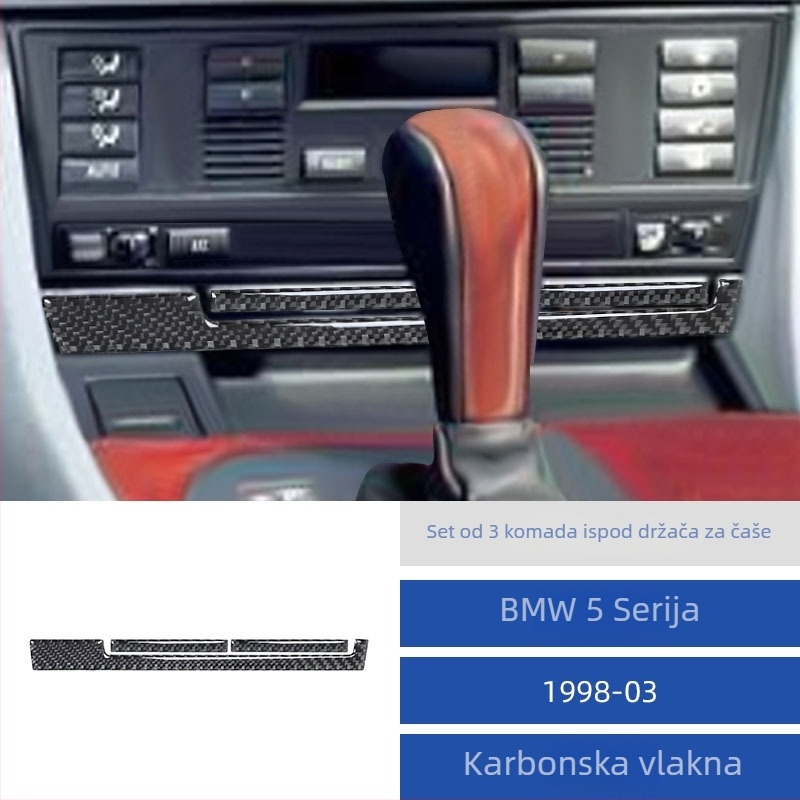 Karbonska unutarnja obrubna pločica za držač čaša ispod središnje konzole BMW E39 98-03 5. serija (Model 968)