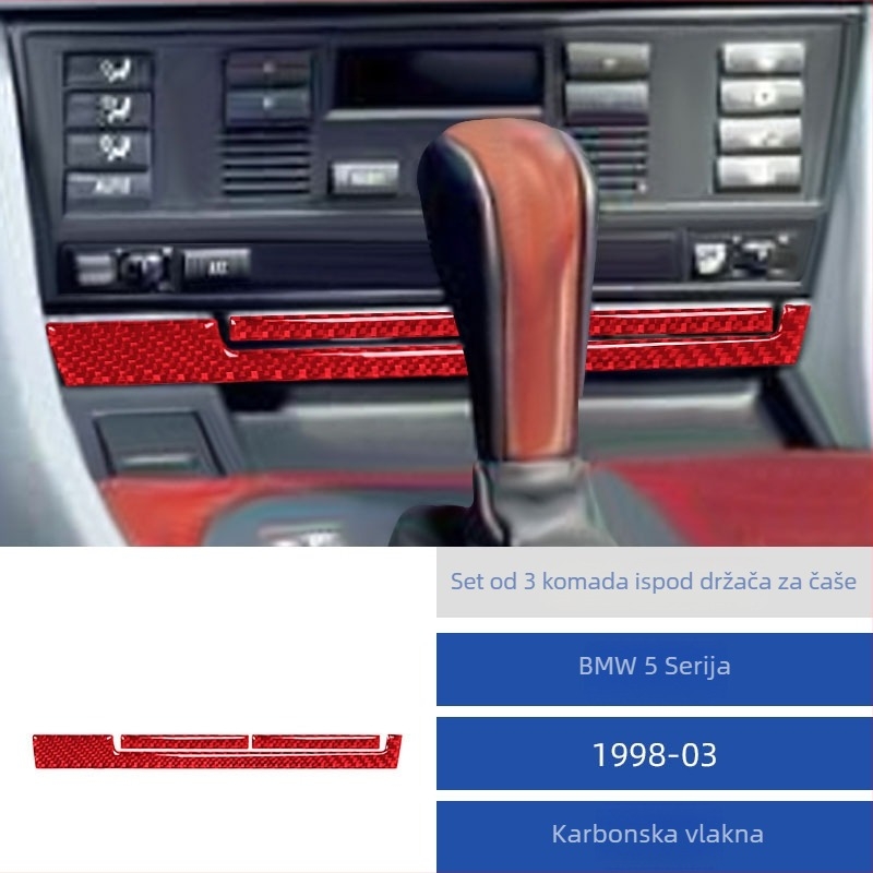 Karbonska unutarnja obrubna pločica za držač čaša ispod središnje konzole BMW E39 98-03 5. serija (Model 968)