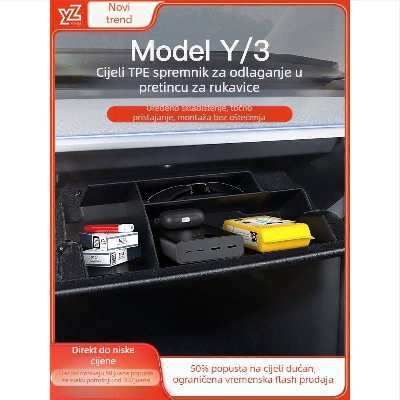 ABS plastični unutarnji odjeljak za glove box Tesla Model 3/Y