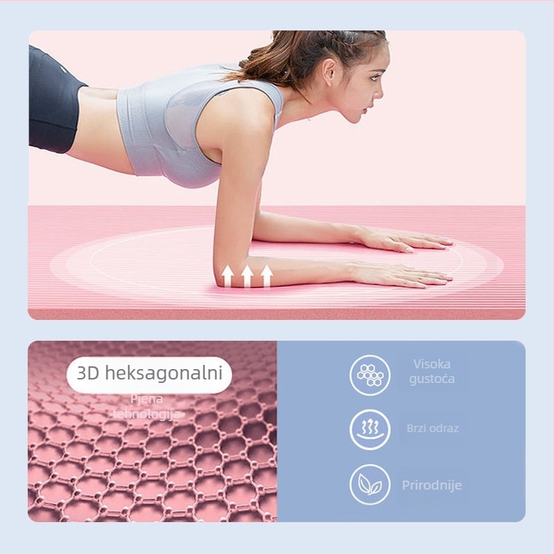 Joga prostirka za početnike, protuklizna, NBR, debljina 10-15, težina 800, jednobojni dizajn