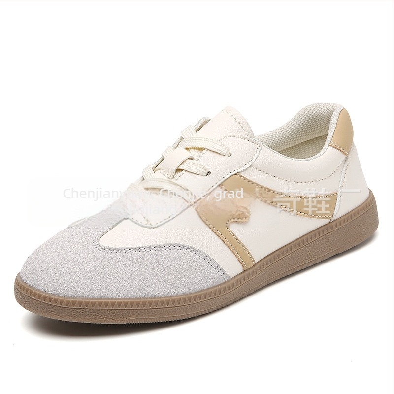 Ženske tenisice u korejskom stilu: gornji dio od nubuk kravlje kože, gumeni potplat, srednja visina (3–7 cm), zaobljeni vrh, pamučna podstava