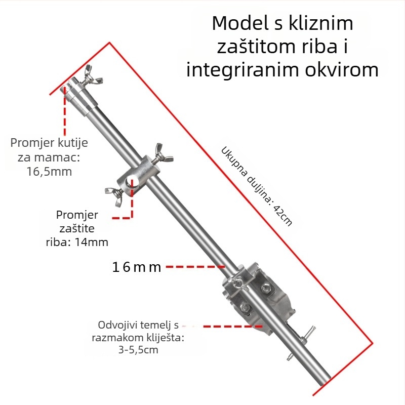Flying – držač posude za mamac od nehrđajućeg čelika i aluminij s kliznim držačem – 2-u-1 zaštita za ribarsku platformu