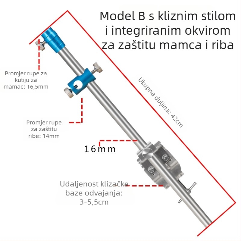 Flying – držač posude za mamac od nehrđajućeg čelika i aluminij s kliznim držačem – 2-u-1 zaštita za ribarsku platformu