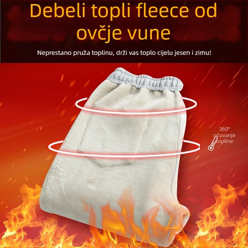 Muške trenirke hlače s podstavom ovčje vune, srednji pojas, šnira za vezivanje, džepovi, zimsko nošenje