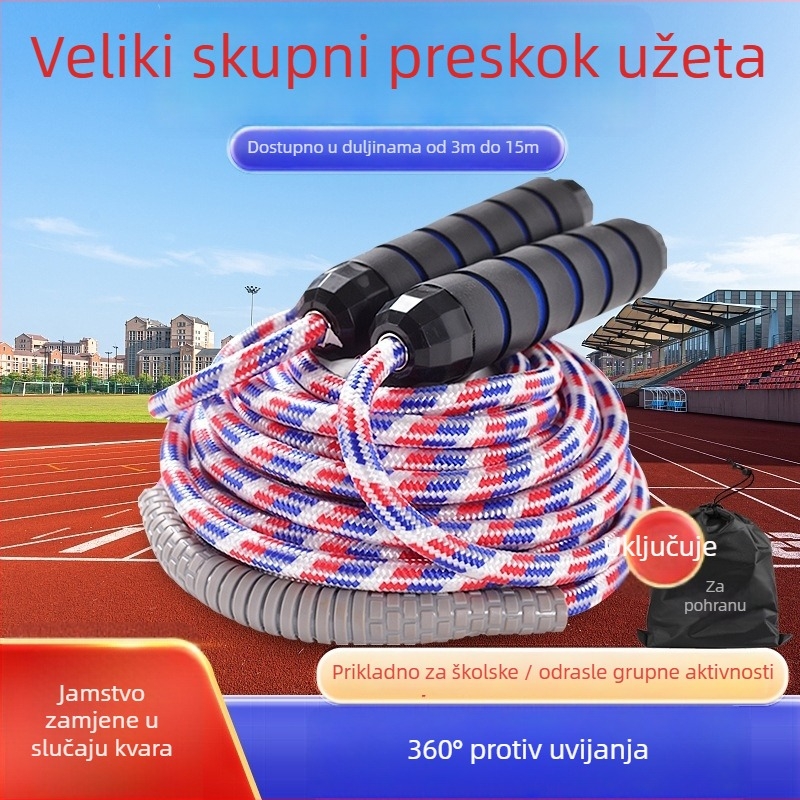 Grupno užet za preskakanje s dugačkim užetom za više sudionika, dizajnirano za grupna natjecanja; pogodno za fitness i školske sportove