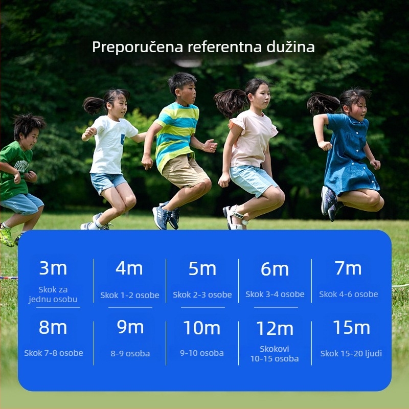 Grupno užet za preskakanje s dugačkim užetom za više sudionika, dizajnirano za grupna natjecanja; pogodno za fitness i školske sportove