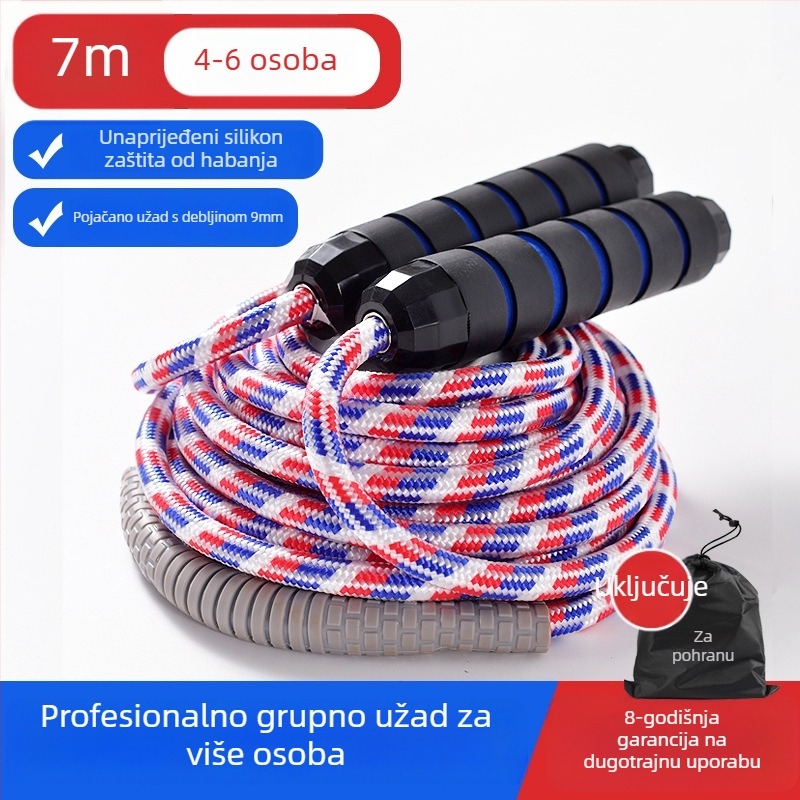 Grupno užet za preskakanje s dugačkim užetom za više sudionika, dizajnirano za grupna natjecanja; pogodno za fitness i školske sportove