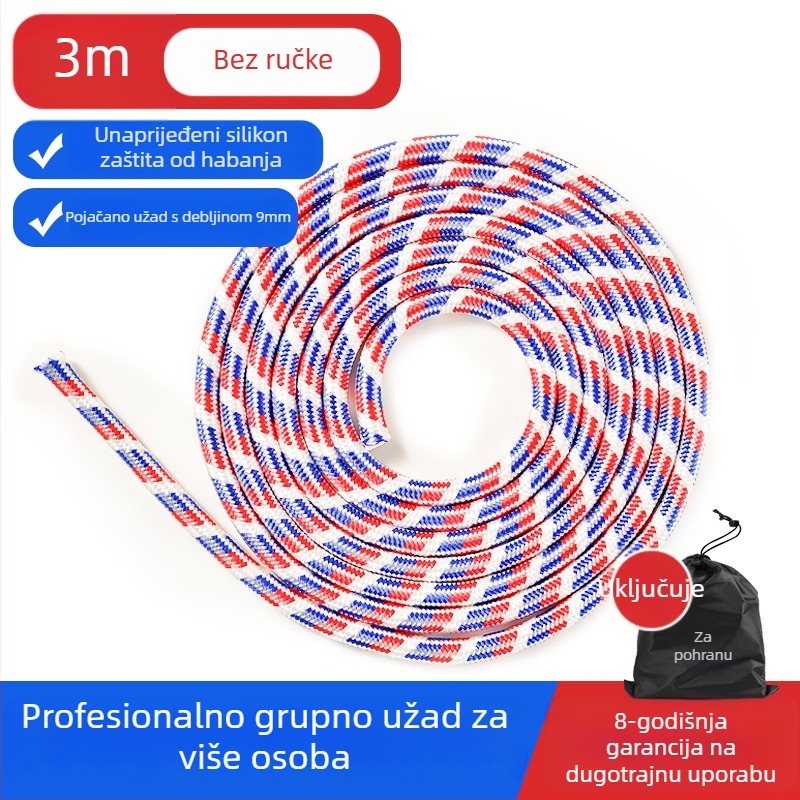 Grupno užet za preskakanje s dugačkim užetom za više sudionika, dizajnirano za grupna natjecanja; pogodno za fitness i školske sportove