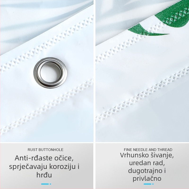 Mai Li PEVA zavjesa za tuširanje u kupaonici, PEVA materijal, uzorak zelenih listova, pastoralni stil, prilagodljiva obrada