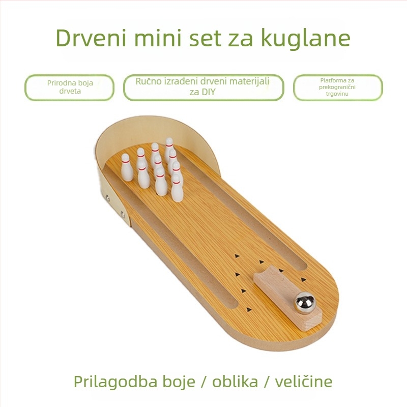Drvena edukativna igračka za djecu od 4 do 6 godina, potiče koordinaciju ruke i oka, interaktivna stolna igra bowling