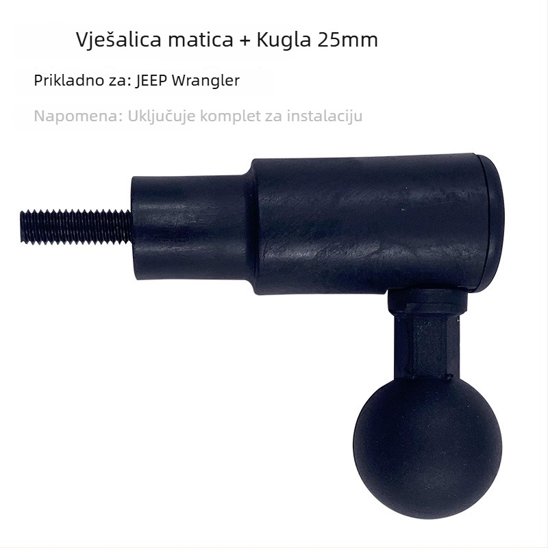 Držač za telefon u automobilu s A-stupnjem, navojem i 25 mm kuglična glava, ABS, kompatibilan s Tank 300, Wrangler, Prado