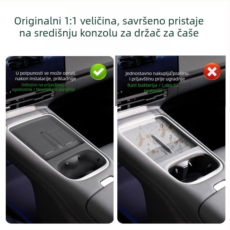 Silikonska unutarnja protuklizna podloga za središnju konzolu s bežičnim punjenjem za Xpeng G6 i poklopac držača čaše (Brand SNBLO, Model Xpeng G6, Materijal Silikon, Tip Unutarnji Silikonski Dodaci)