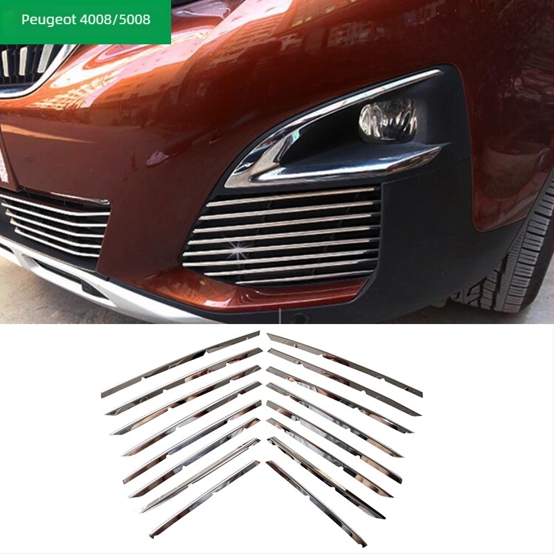 Dekorativni srednji gril rešetka za Peugeot – nehrđajući čelik, marka Decorative Wing, kompatibilno s 4008/4008GT/5008GT, bez logotipa