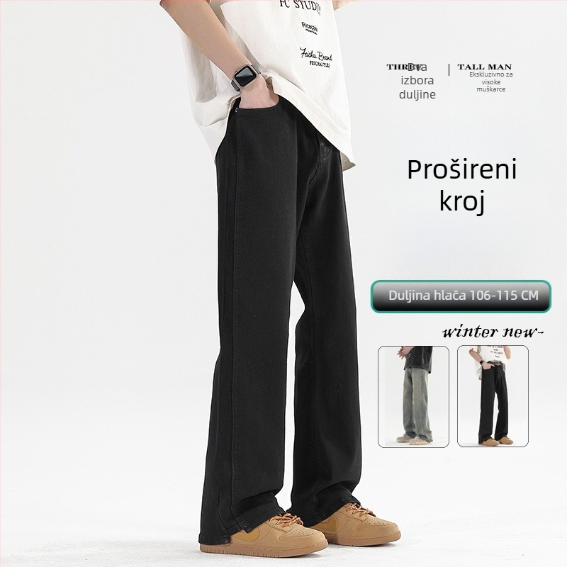 Traperice s blagim širenjem nogavica, srednji pojas, izblijedjeli pamučni denim, zatvarač, ukrasni džepovi