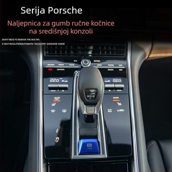 Dekorativna naljepnica za gumb elektroničke ručne kočnice za Porsche Cayenne i Panamera — prozirne naljepnice za tipke od aluminijske legure, ispisano logo, mogućnost prilagodbe