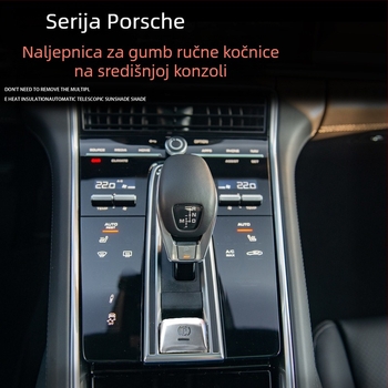 Dekorativna naljepnica za gumb elektroničke ručne kočnice za Porsche Cayenne i Panamera — prozirne naljepnice za tipke od aluminijske legure, ispisano logo, mogućnost prilagodbe