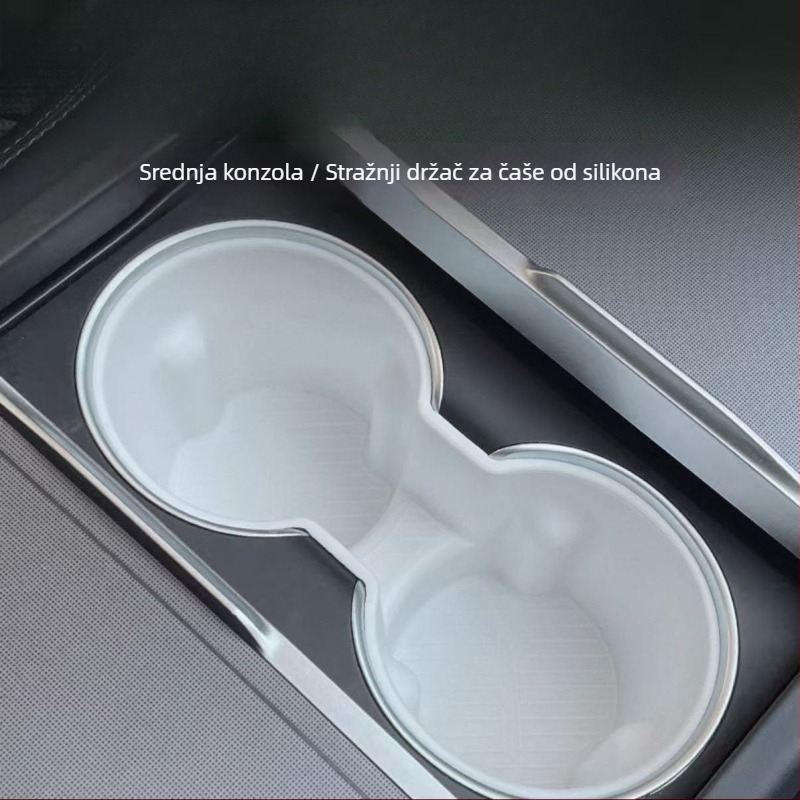 Ograničivač držača za čaše u središnjoj konzoli za Tesla Model Y i Model 3, dodatak za unutarnji odjeljak za pohranu, materijal plastika, montaža ljepilom.