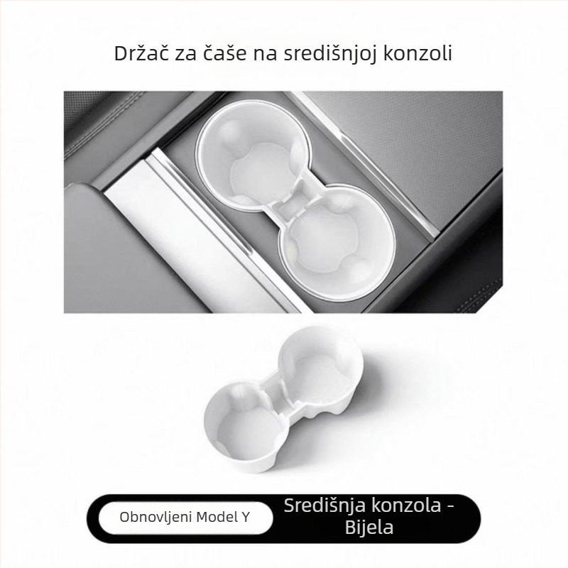 Ograničivač držača za čaše u središnjoj konzoli za Tesla Model Y i Model 3, dodatak za unutarnji odjeljak za pohranu, materijal plastika, montaža ljepilom.
