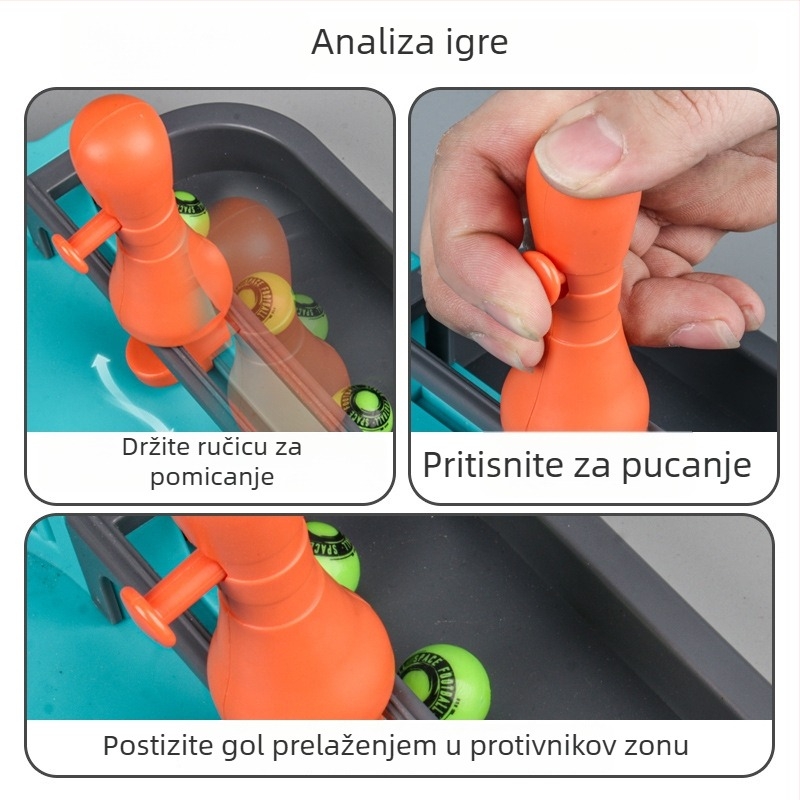 Stolni nogomet za djecu — interaktivna stolna igra za roditelj-dijete natjecanje, razvija koordinaciju ruka-oko, vid i kognitivni razvoj; plastična konstrukcija; unutarnja zabava; dobna skupina 4–35.