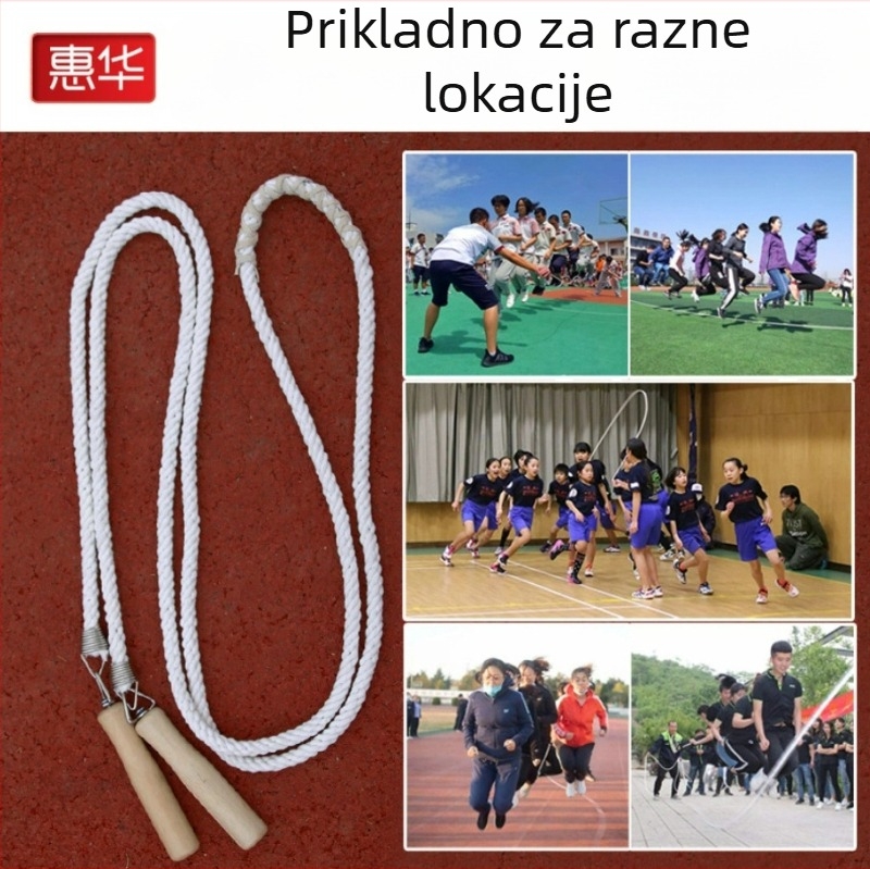 Fitness švihadlo s drškom od drveta, pamuk uže, prilagodljive specifikacije