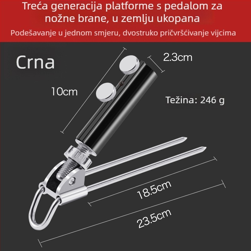 Držač za štap za pecanje na tlu, baza od aluminijske legure, nije sklopiv, nije okretan