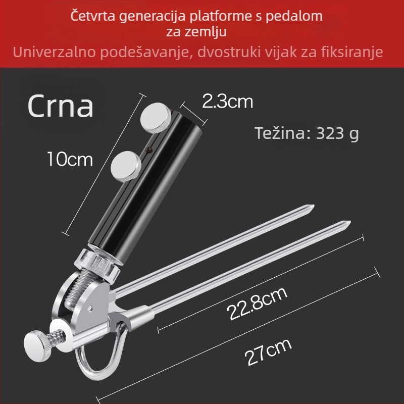 Držač za štap za pecanje na tlu, baza od aluminijske legure, nije sklopiv, nije okretan