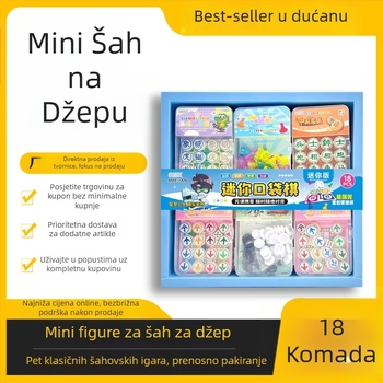 18-dijelni PVC džepni skup igre: šah, Flying Chess, backgammon, Beast Chess i dami; za uzrast 7–14 godina
