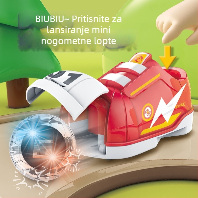 Plastična stolna nogometna igra s katapultnim pritiskom — za djecu 4–6 godina, u kutiji.